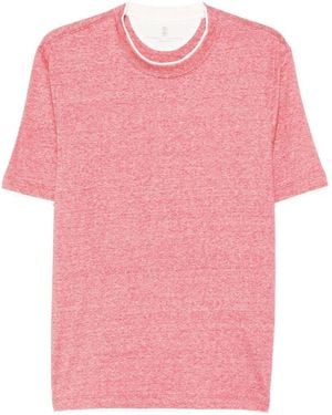 Brunello Cucinelli T-Shirt With Faux-Layering - Pink