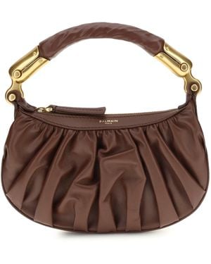 Balmain Mini Bag Ébène Calf Suede - Brown