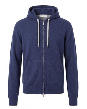 Brunello Cucinelli Cashmere Sweatshirt With Zipper - Blue