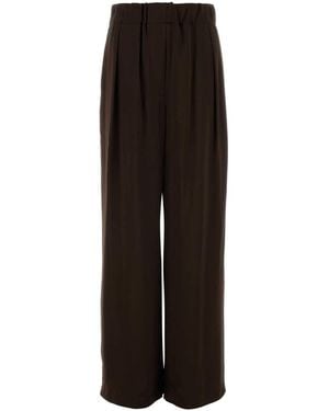 Jil Sander Chocolate Satin Wide-leg Pant - Black