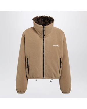 Miu Miu Camel Fleece Down Jacket - Natural