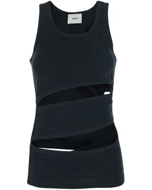 Coperni Ribbed Asymmetrical Cutouts Top - Black