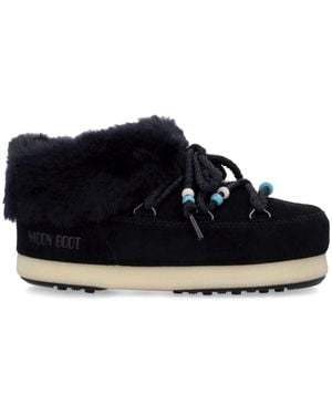 Moon Boot Suede Mules Decorated With Beads - Black