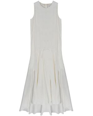 P.A.R.O.S.H. P. A.R. O. H. Viscose-Linen Midi Dress With Elegant Draping - White