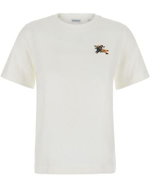 Burberry T-Shirt With Ekd Logo Embroidered On The Front - White