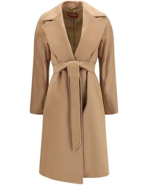 Max Mara Peak Lapel Coat - Natural