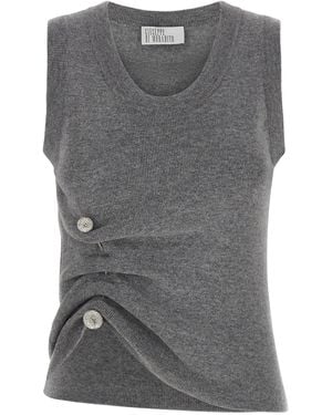 GIUSEPPE DI MORABITO Jewel Brooch Top - Gray
