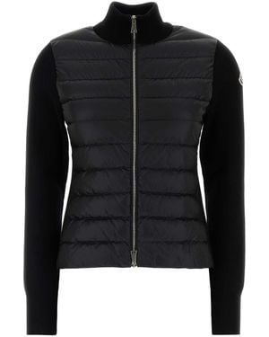Moncler Nylon And Wool Cardigan - Black