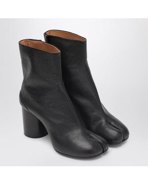 Maison Margiela Plum Colored Leather Tabi Ankle Boots - Black