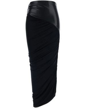 ANDAMANE 'Ursula' Midi Skirt With Asymmetrical Hem - Black