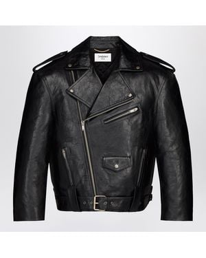 Saint Laurent Pebbled Leather Biker Jacket - Black