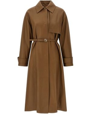 Fendi Nappa Trench Coat - Natural