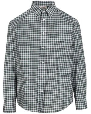 Celine Wide Tartan Shirt - Gray