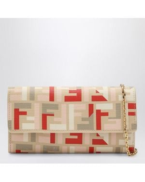 Fendi Pouch With Chain Multicolored Ff Fabric - Pink