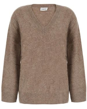 P.A.R.O.S.H. V-Neck Sweater With Long Sleeves - Brown