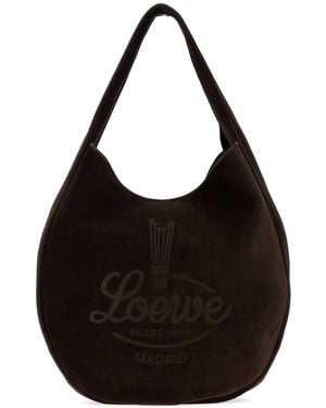Loewe Dark Suede Roomy Shopping Bag - Black