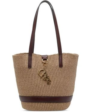 Chloé Chloé Chloé Charms Rafia Basket Bag - Brown
