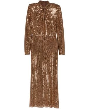self portrait brown sequin maxi dress Self-portrait - Brown Rhinestone Mesh Maxi Dress main image 0