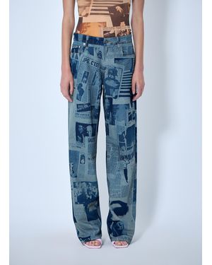Jean Paul Gaultier Newspaper Print Jeans - Blue