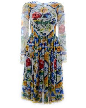 Dolce & Gabbana Silk Maiolica Dress - Blue