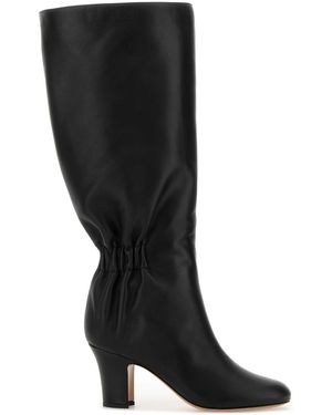Ferragamo Salvatore Leather Jannette 70 Boots - Black