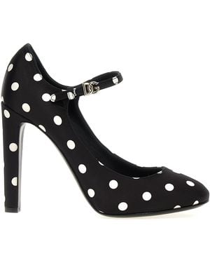 Dolce & Gabbana Bianca Polka-Dot Satin Pumps - Black