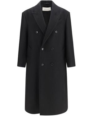 Ami Paris Long Double Breasted Wool Coat Noir - Black
