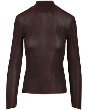 Self-Portrait Viscose Sweater - Brown