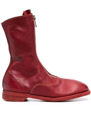 Guidi Front Zip Boots Shoes - Red