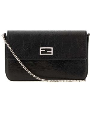 Fendi Leather Tube Wallet - Black