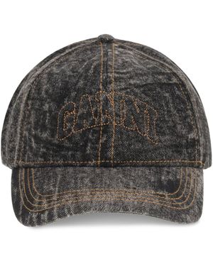 Ganni Denim Baseball Hat - Gray