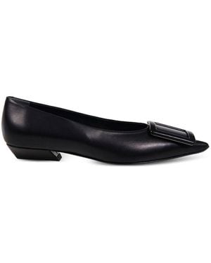 Roger Vivier Pointy Covered Leather Ballets - Black