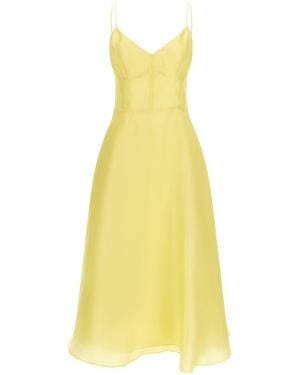 Alberta Ferretti Silk Midi Dress - Yellow