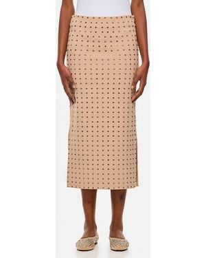 Sportmax Nome Crystal Lycra Midi Skirt - Natural