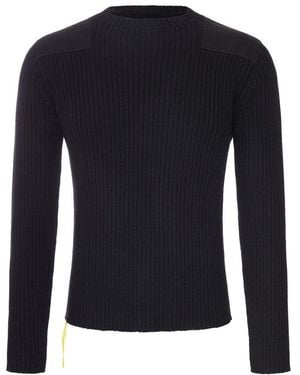 Fendi Ribbed Sweater With Shoulder Details - Blue