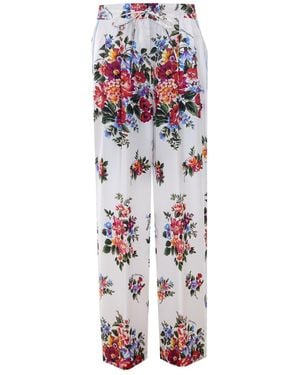 Dolce & Gabbana Dolce&Gabbana Twill Pants Print Bouquet Of Flowers - Blue
