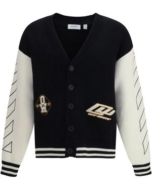 Off-White c/o Virgil Abloh Star Logo Diagonal Varsity Cardigan - Black
