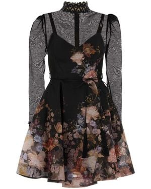 Zimmermann Printed Organdy Valiant Mini Dress - Black