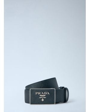 Prada Saffiano Leather Belt - Blue