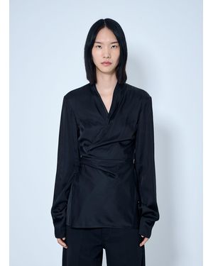 Rick Owens Laura Satin Wrap Top - Blue