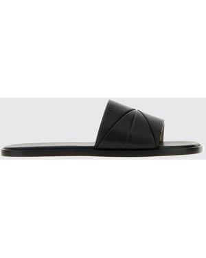 Loewe Origami Smooth Leather Slide Sandals With Embossed Logo - White