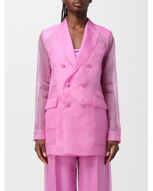 Max Mara Silk Light Knit Double-Breasted Blazer - Pink