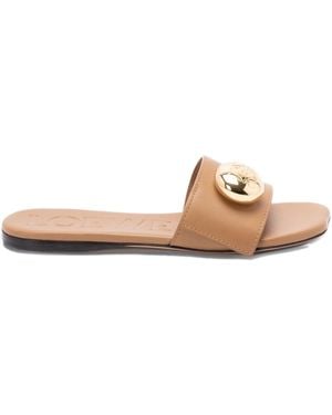 Loewe Pebble Leather Slides - Natural
