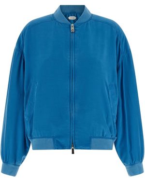 Versace Silk Poplin Blouson - Blue