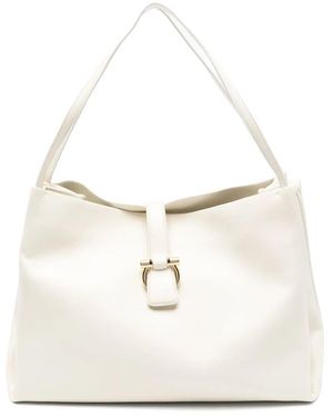 Ferragamo Buckle-Detail Medium Shoulder Bag - White