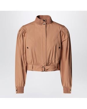 Chloé Ruched Short Cotton Poplin Jacket - Brown