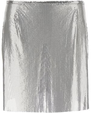 Rabanne Rabanne Metallic Miniskirt With High Waist And Chainmail Detail - Gray