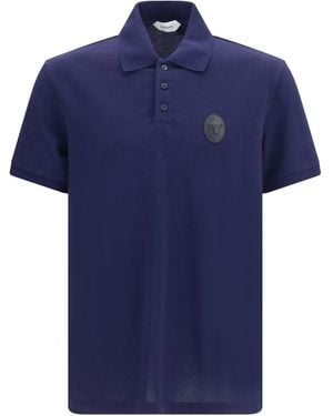 Versace Cotton Piqué Polo With Medusa Patch - Blue