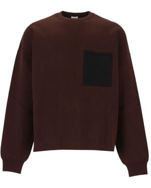 Loewe Cotton-Blend Anagram Sweater With Pocket - Brown