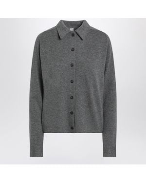 TOTEME Dark Melange Cashmere Cardigan - Gray